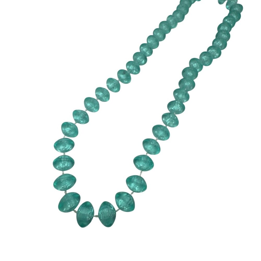 Teal Acrylic Beaded Necklace 17 Inches Spring  Mom Gift Lightweight Grandma - Picture 2 of 5